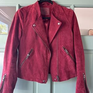 Red Suede Biker Jacket